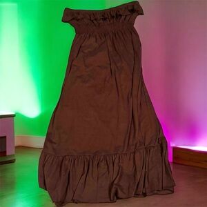 Dots Brown Garment dress sleeveless MEDIUM pit to pit 17in length 43in